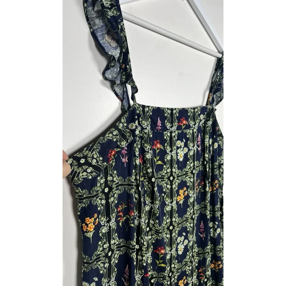 Agua Bendita Target Plus‎ 2X Tile Floral Ruffle Sleeves Pockets Coquette Dress - Picture 4 of 9